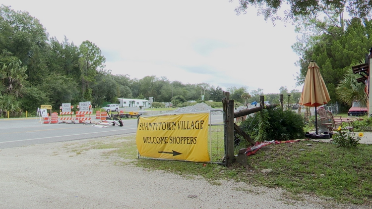 Shantytown Village owner concerned Pellicer Creek bridge construction is impacting business — First Coast News Local, Bloomington Business news
