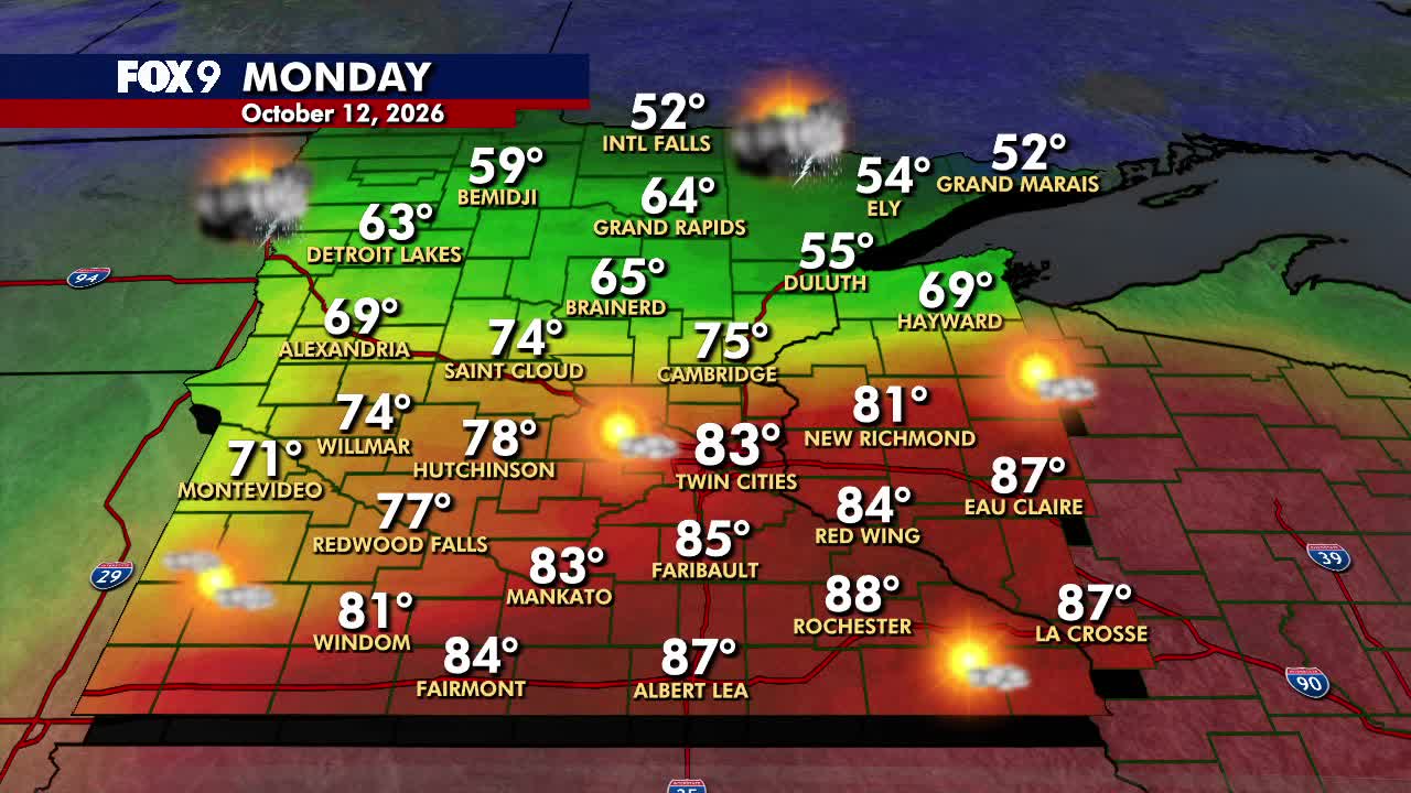 Minnesota weather: Summerlike warmth Monday before cooler Tuesday — FOX 9, Bloomington Community news